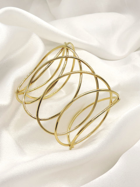 Abstract Wave Gold Cuff Bracelet by Joyrias