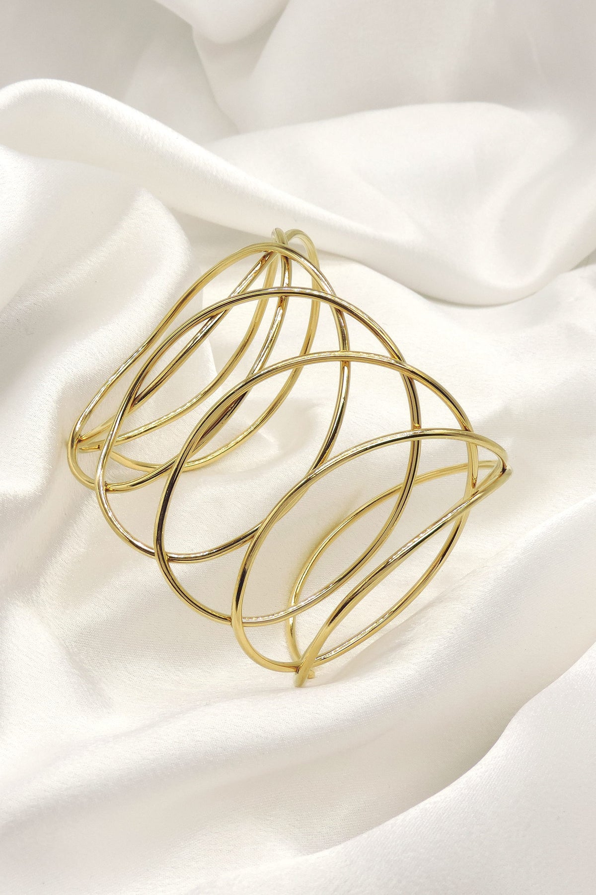Abstract Wave Gold Cuff Bracelet by Joyrias