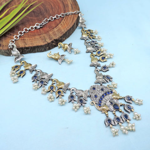 Silver Plated with AD and blue stones Image 0