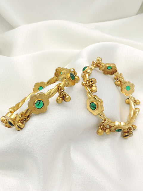 Floral Ghungroo Bangles – Red & Green Accents