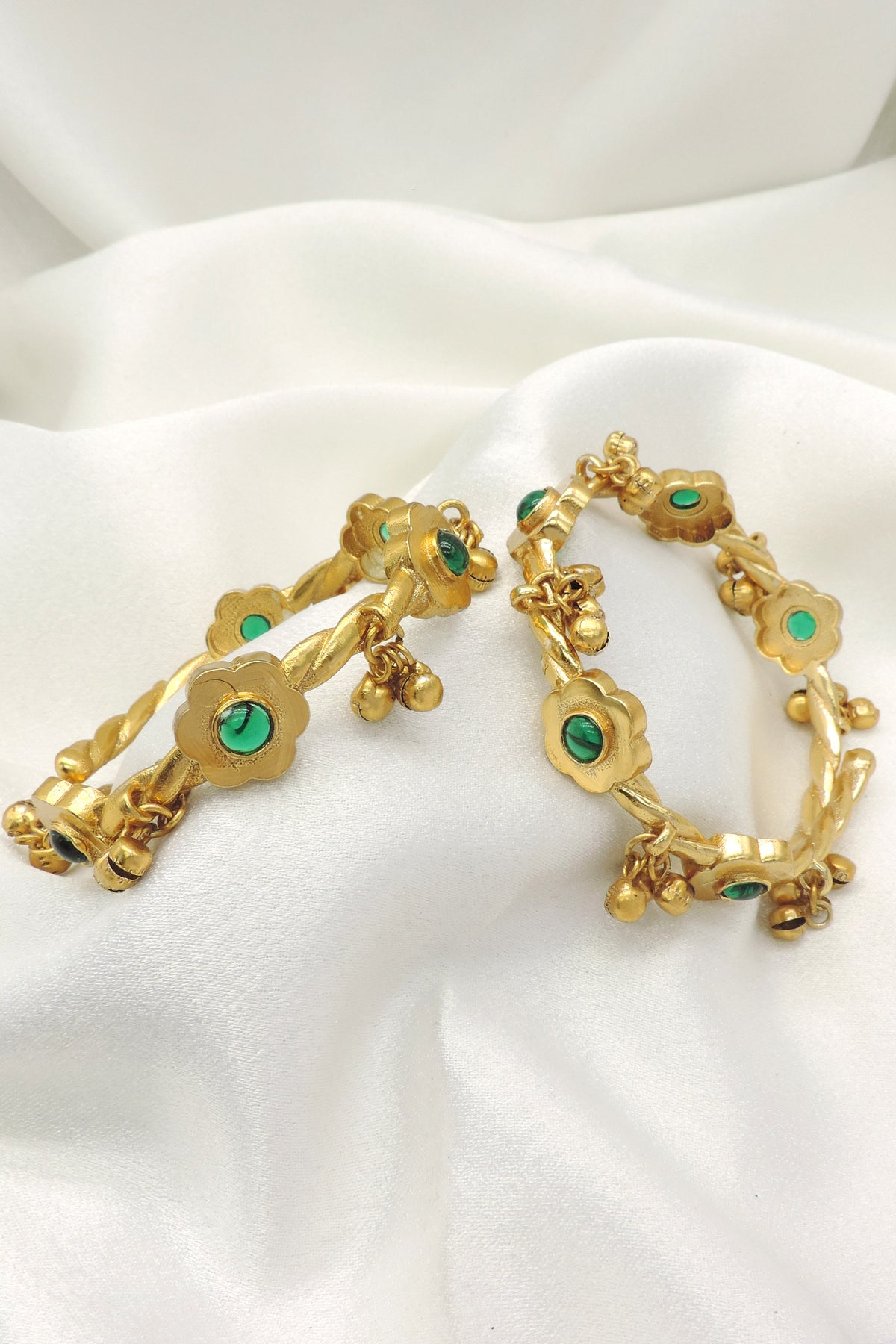 Floral Ghungroo Bangles – Red & Green Accents