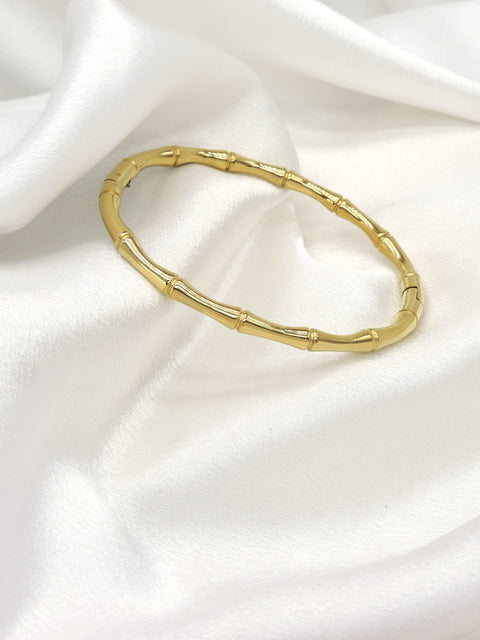 Bamboo Gold Bangle Bracelet by Joyrias
