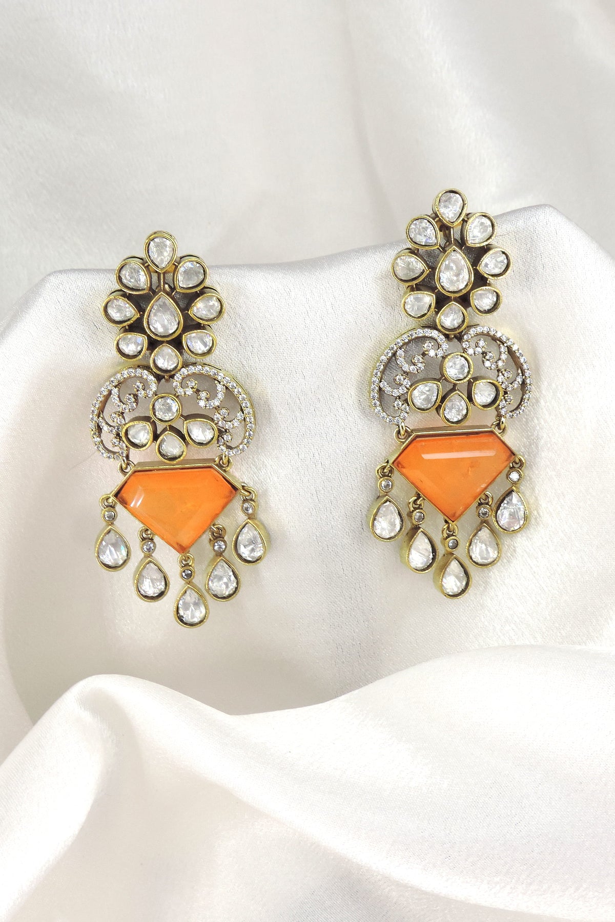 Mint Doublet with Moissanite Drop Earrings