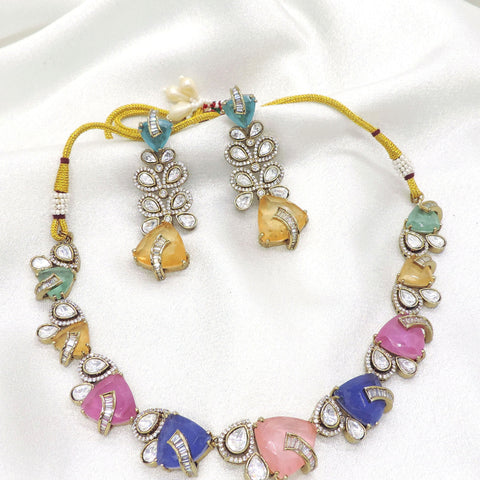 Pastel Doublet Moissanite CZ Necklace Set | Multicolor Statement Jewelry