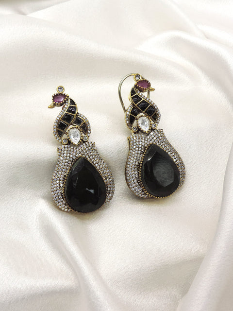 Emerald Peacock AD Drop Earrings