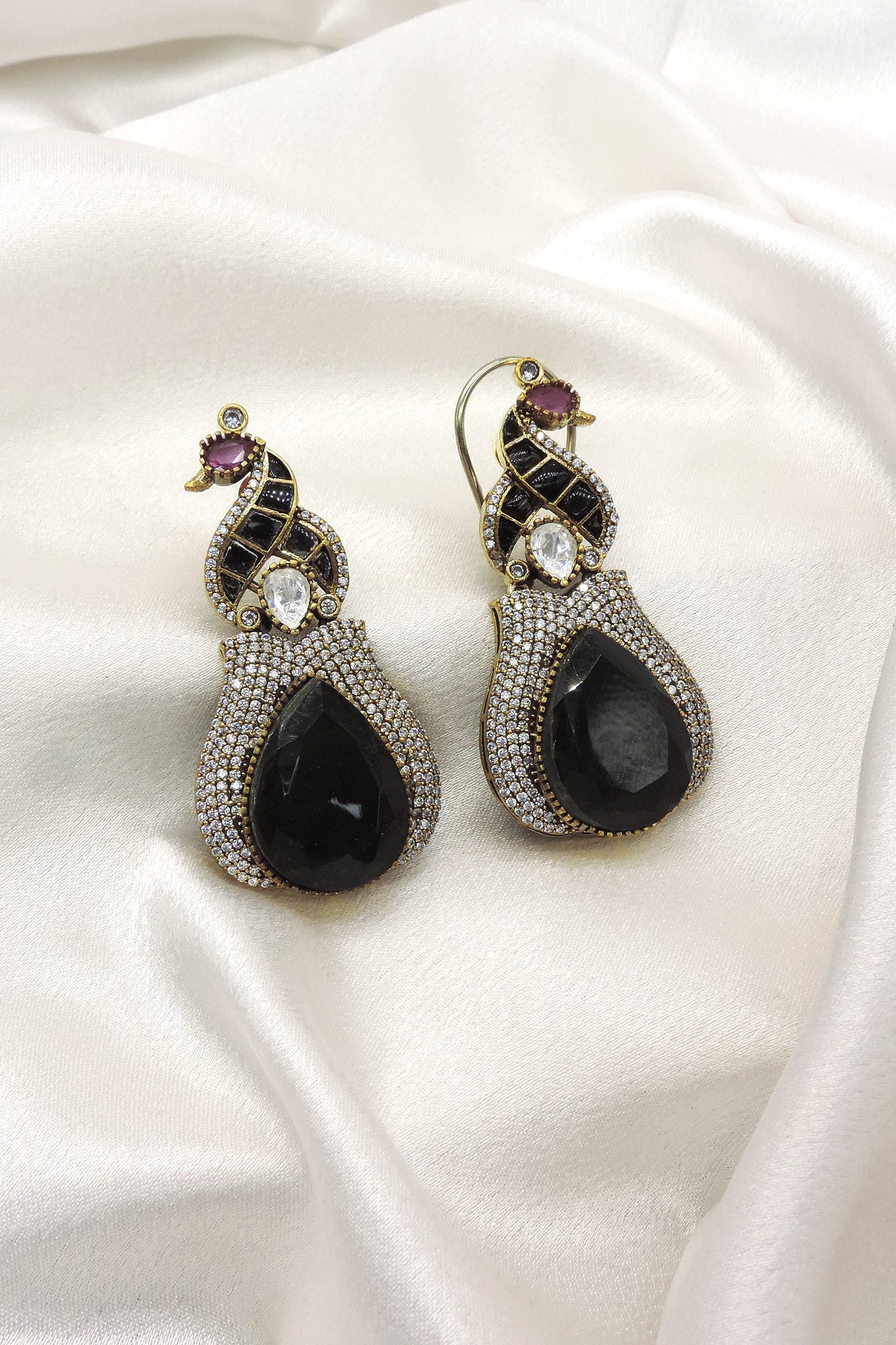 Emerald Peacock AD Drop Earrings