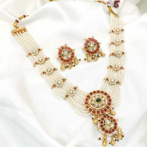 Traditional Pearl Kundan Long Necklace Set