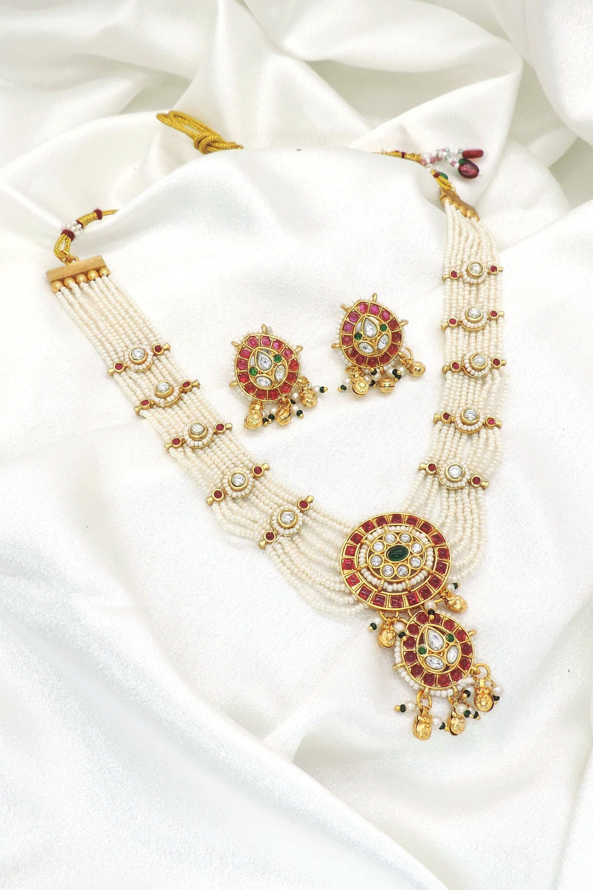 Traditional Pearl Kundan Long Necklace Set