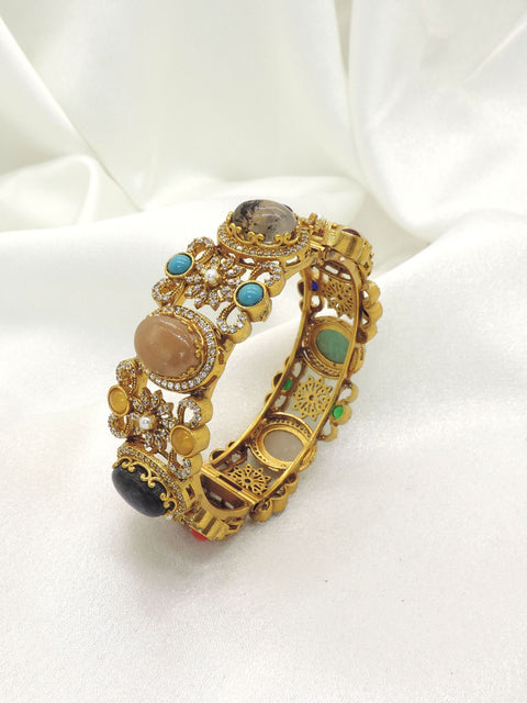 Sabyasachi Inspired Statement Bracelet | Multicolor Kundan Stone Cuff