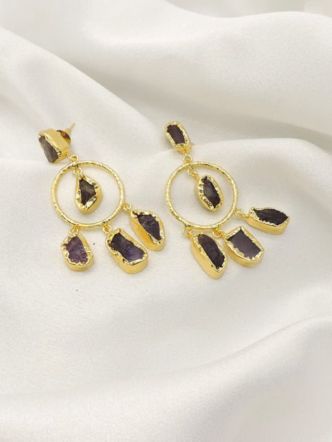 Green Aventurine Natural Stone Hoop Earrings