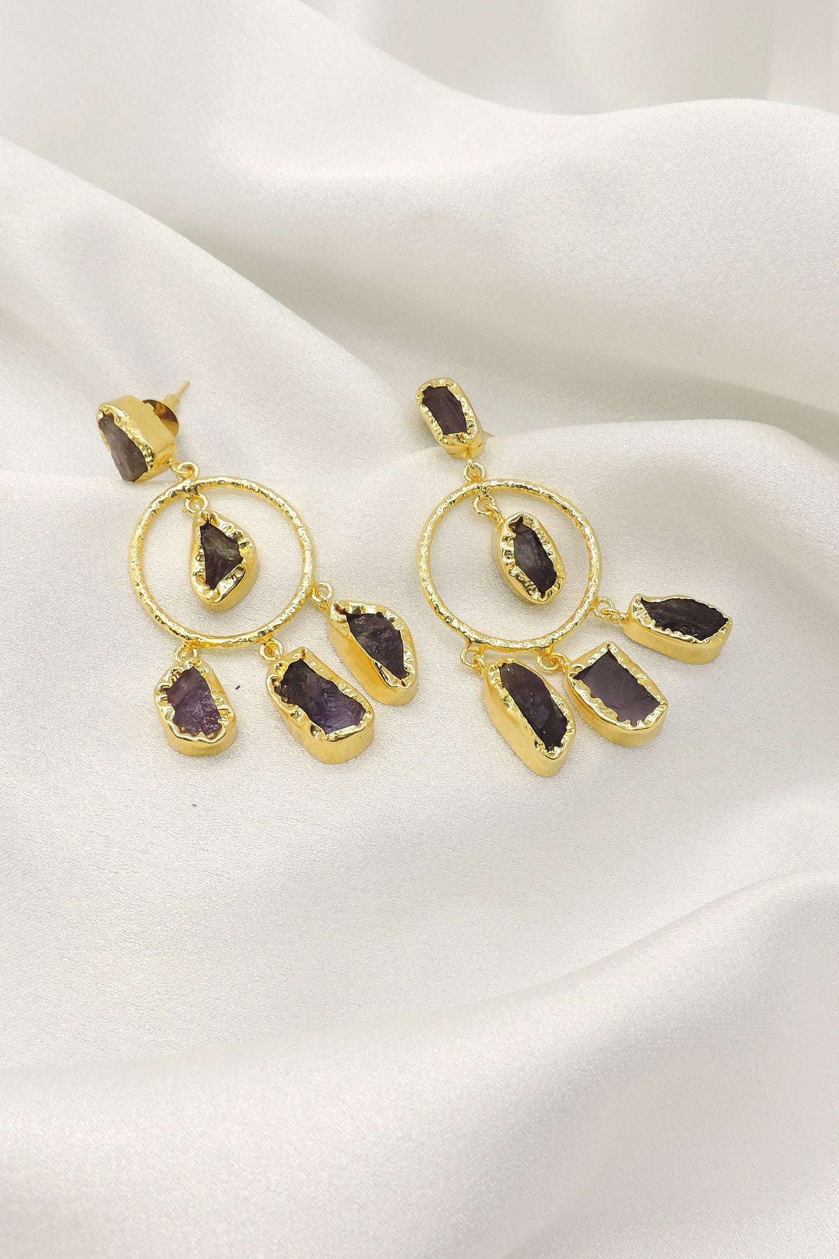 Green Aventurine Natural Stone Hoop Earrings