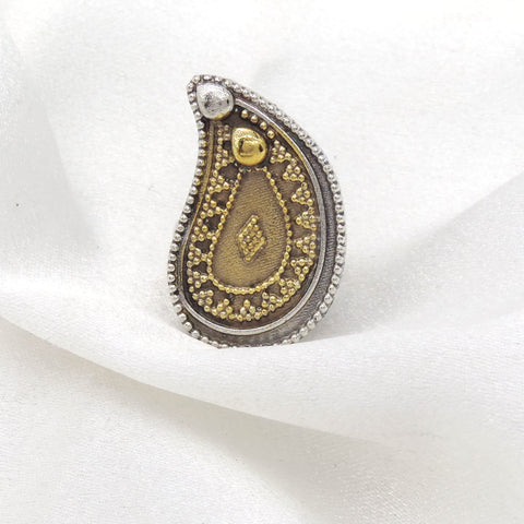 Oxidized gold-toned paisley motif traditional ring by joyrias