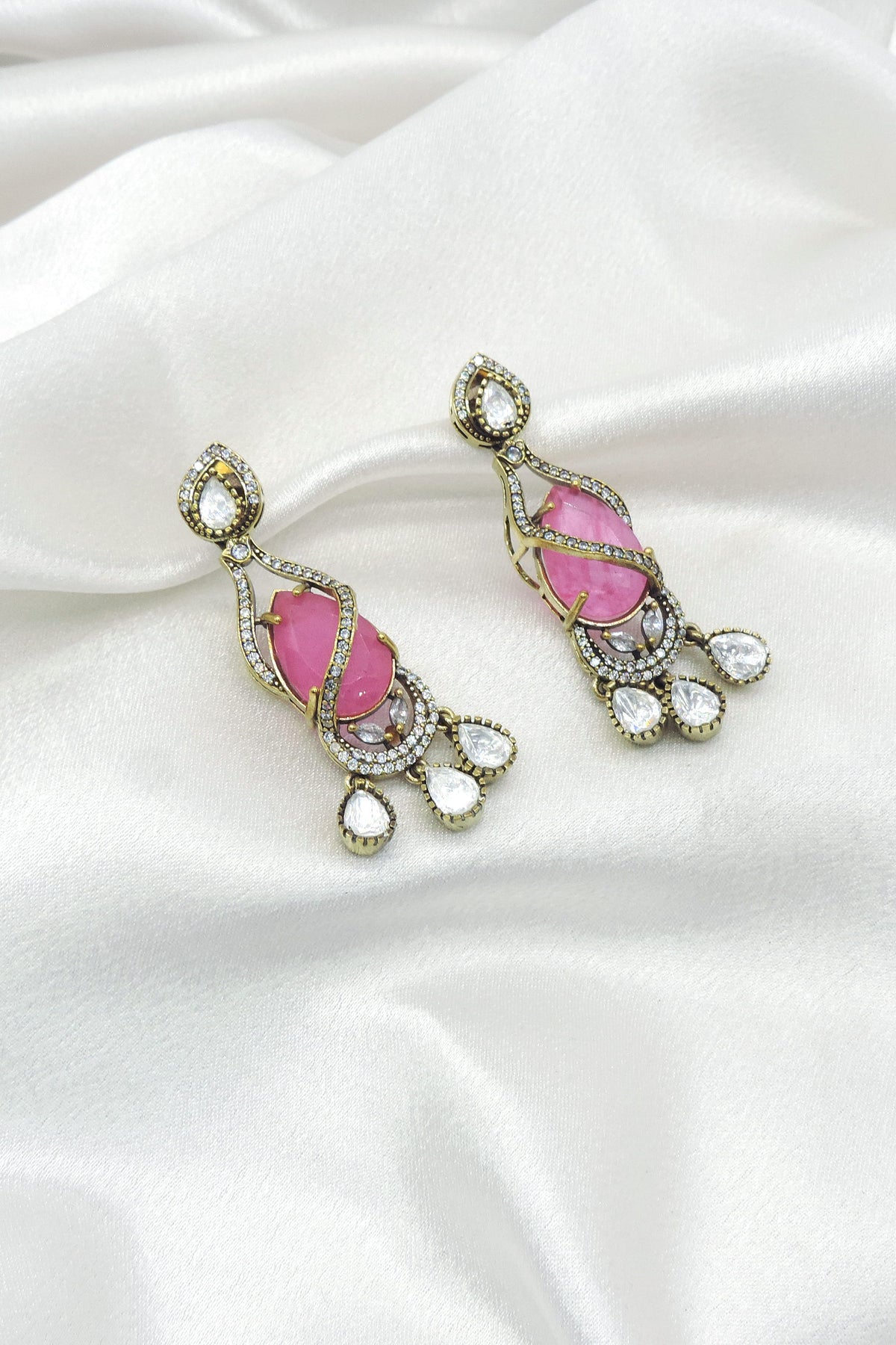 Ruby Tear Drop Moissanite Earrings