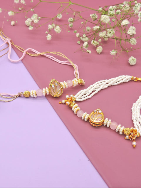 Mint Lotus Bhaiya Bhabhi Rakhi Set