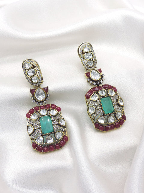 Navratna Kundan AD Drop Earrings
