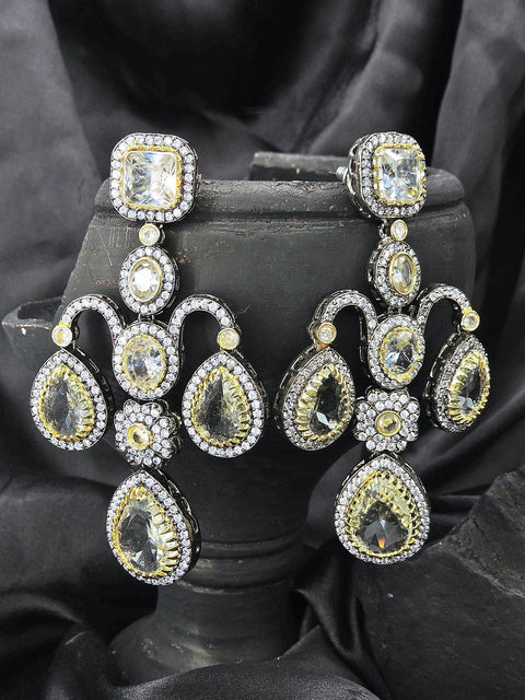 Statement earrings with gold touch – Indian gold tone statement earrings for ethnic wear USA – Joyrias