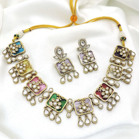 Multicolor Kundan Statement Necklace Set