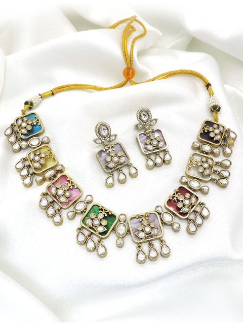 Multicolor Kundan Statement Necklace Set