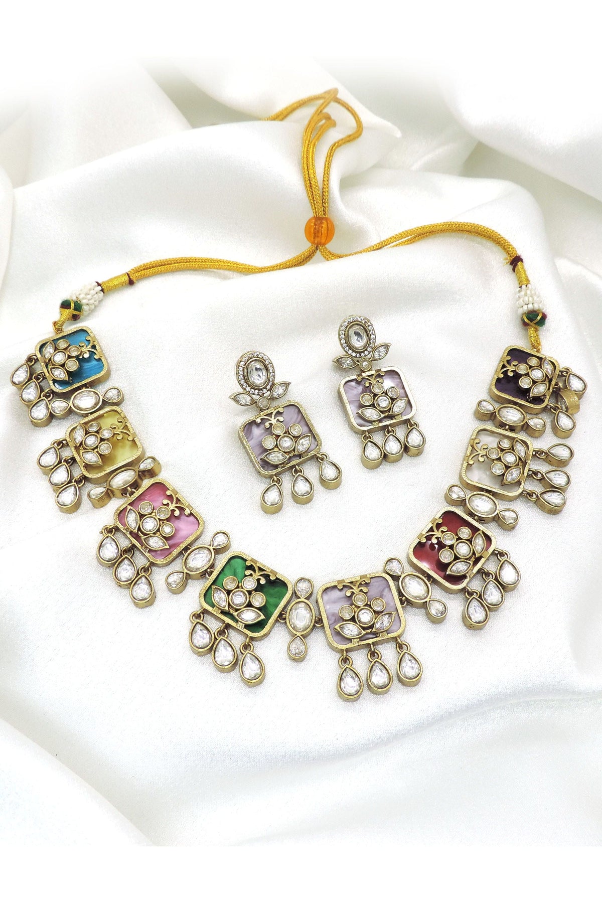 Multicolor Kundan Statement Necklace Set