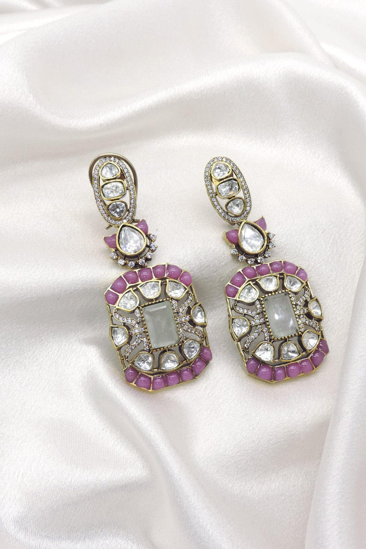 Navratna Kundan AD Drop Earrings