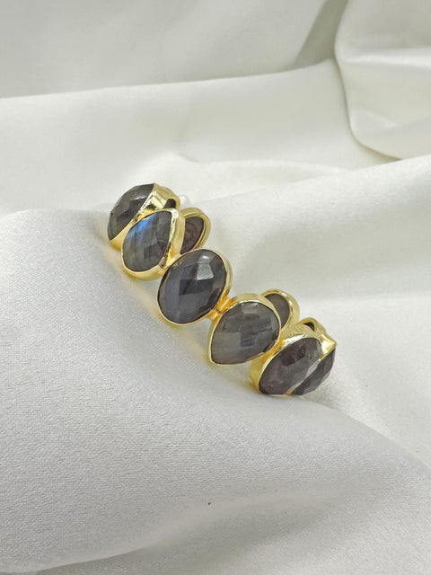 Multicolor Gemstone Statement Bracelet | Gold Plated Contemporary Jewelry