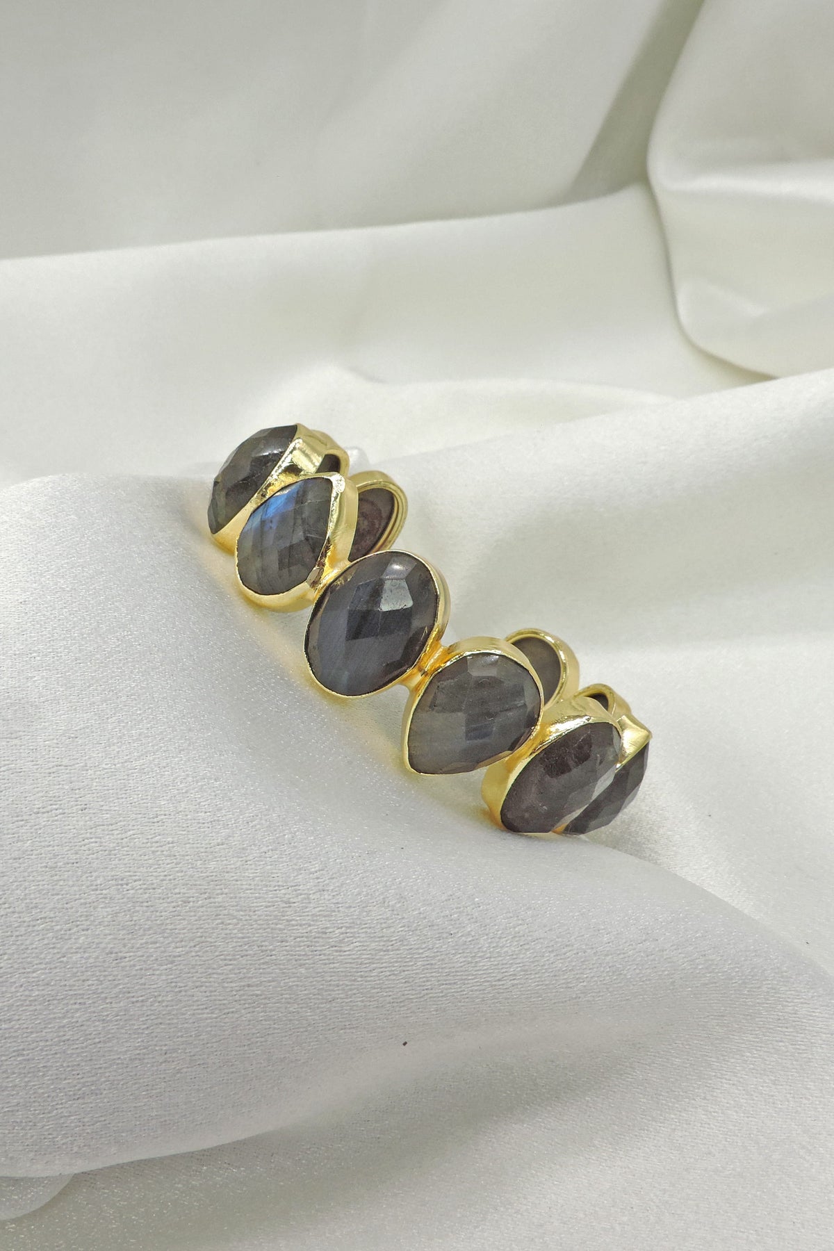 Multicolor Gemstone Statement Bracelet | Gold Plated Contemporary Jewelry