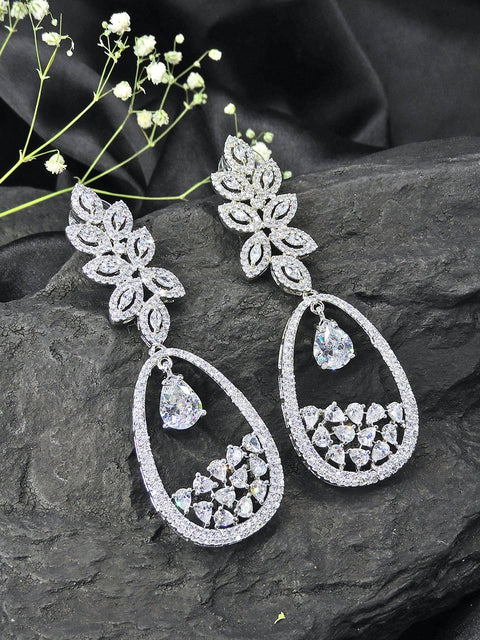 Long AD earrings – Indian American diamond long earrings for weddings USA – Joyrias