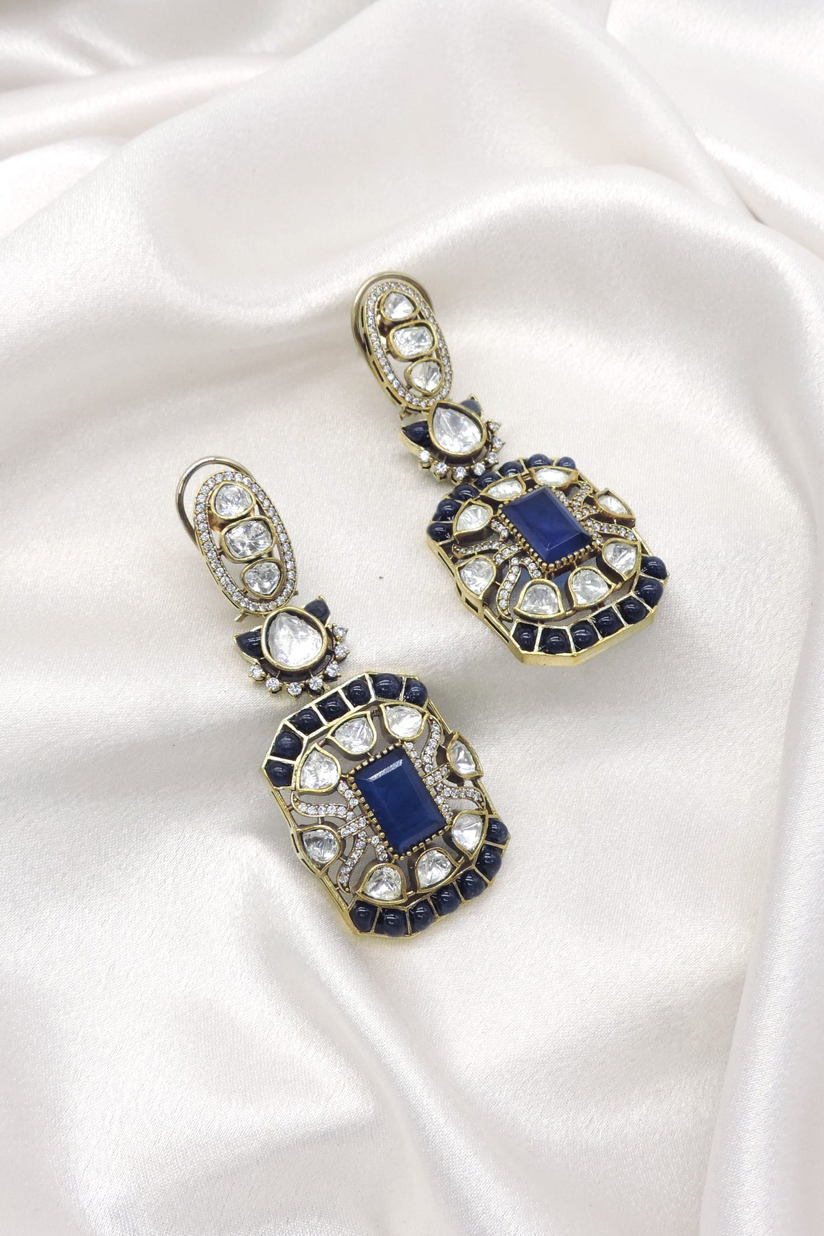 Navratna Kundan AD Drop Earrings