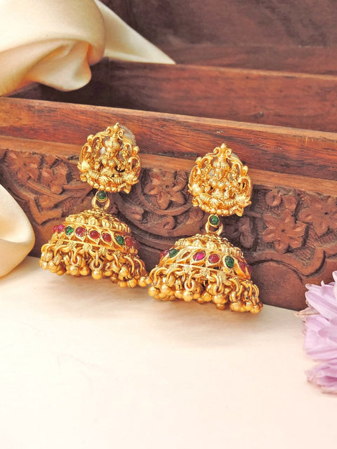 Antique Lakshmi temple jhumkas – South Indian temple jhumka earrings USA – Joyrias