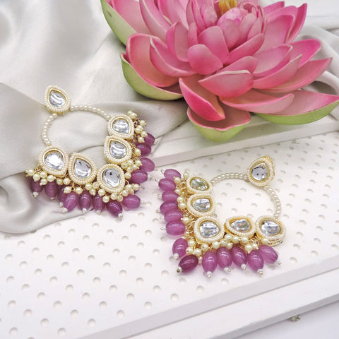 Classic drop purple chandbali earrings – Indian chandbali earrings for festive wear USA – Joyrias