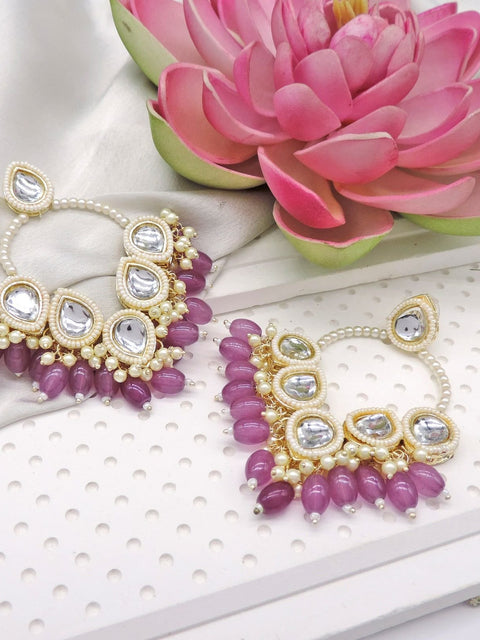Classic drop purple chandbali earrings – Indian chandbali earrings for festive wear USA – Joyrias