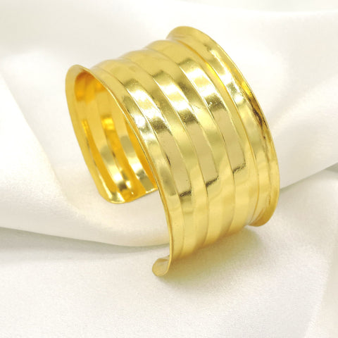 Gold Plated Wide Statement Cuff Bracelet | Bold Layered Cuff | Joyrias