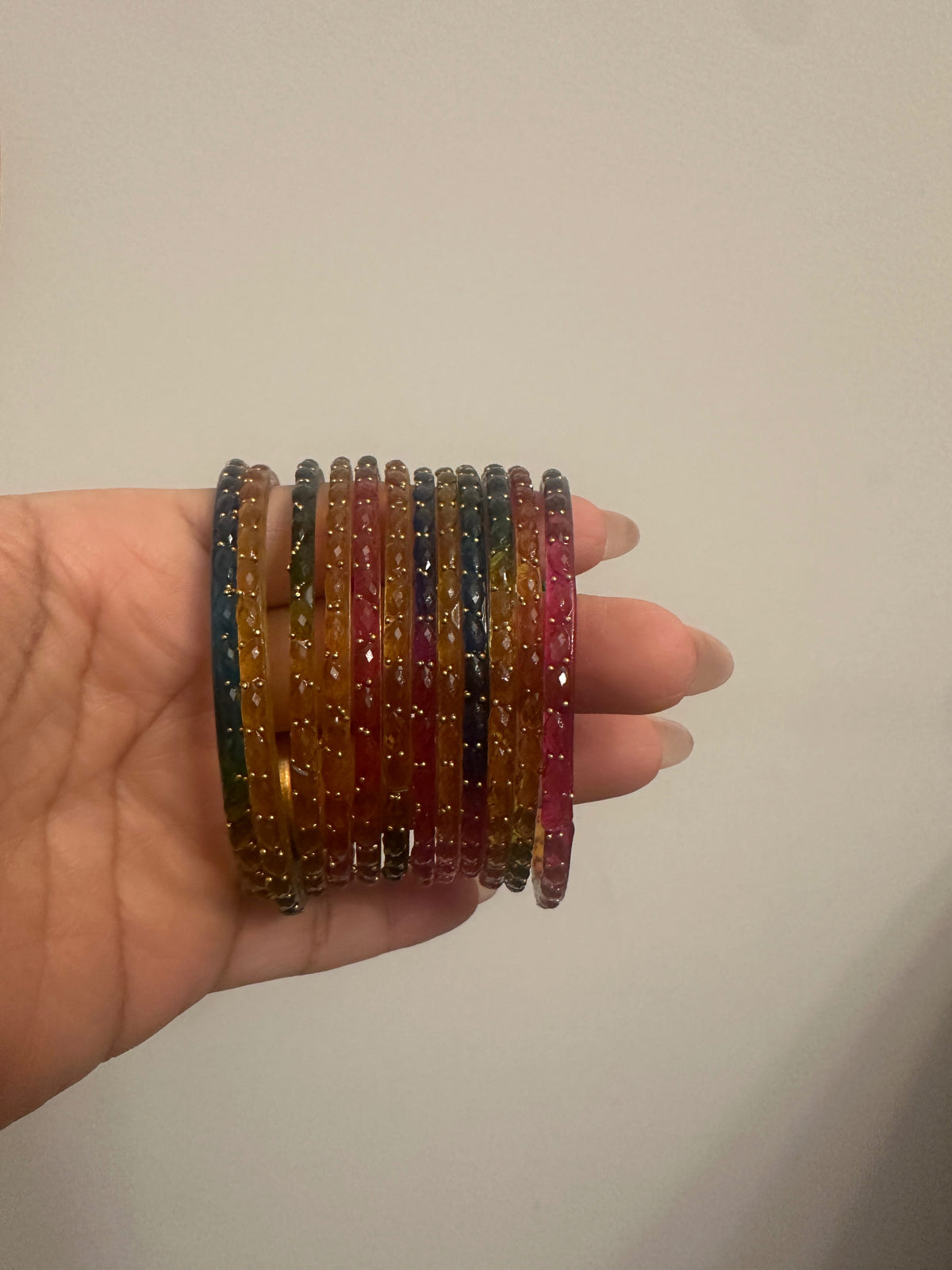 2.2 Multicolor Raindrop Glass Bangles Set | Trendy Waterdrop Stackable Bangles for Women | Mix Color Daily & Festive Wear |12 bangles in each set