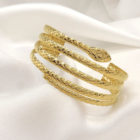 Gold Textured Multi Layer Cuff Bracelet by Joyrias
