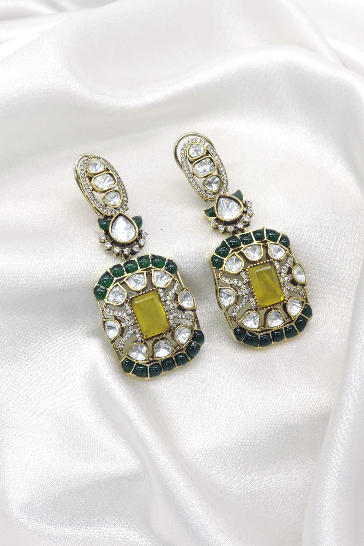 Navratna Kundan AD Drop Earrings