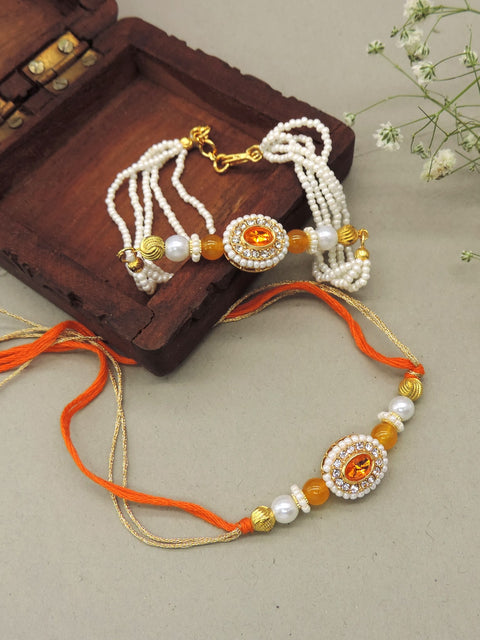 Amethyst Pearl Bhaiya Bhabhi Rakhi Set