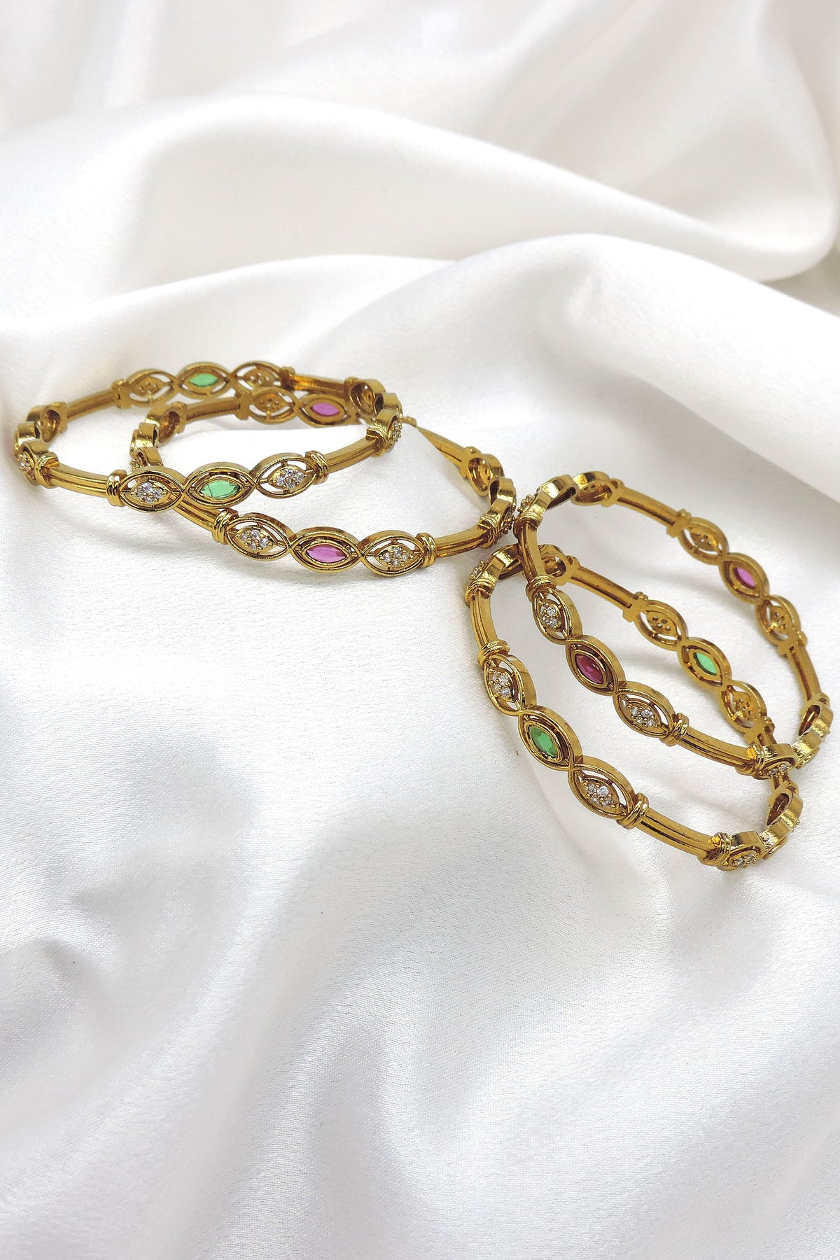 Multicolor stone bangle set by Joyrias