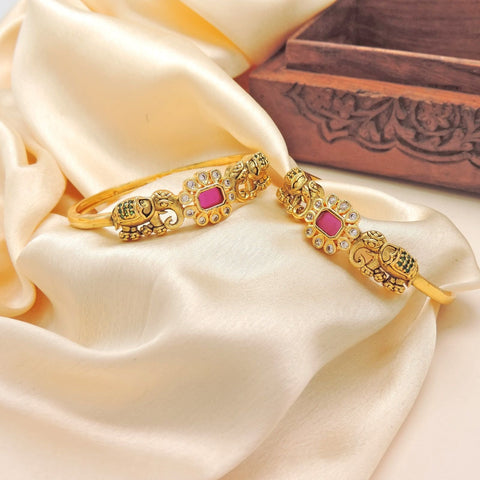 Elephant motif antique bangles – Indian elephant design bangles for festive wear USA – Joyrias