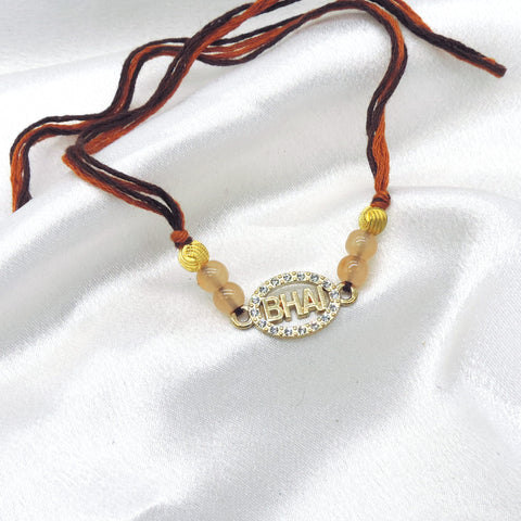 Bhai CZ oval charm bhaiya rakhi by Joyrias