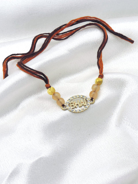 Bhai CZ oval charm bhaiya rakhi by Joyrias