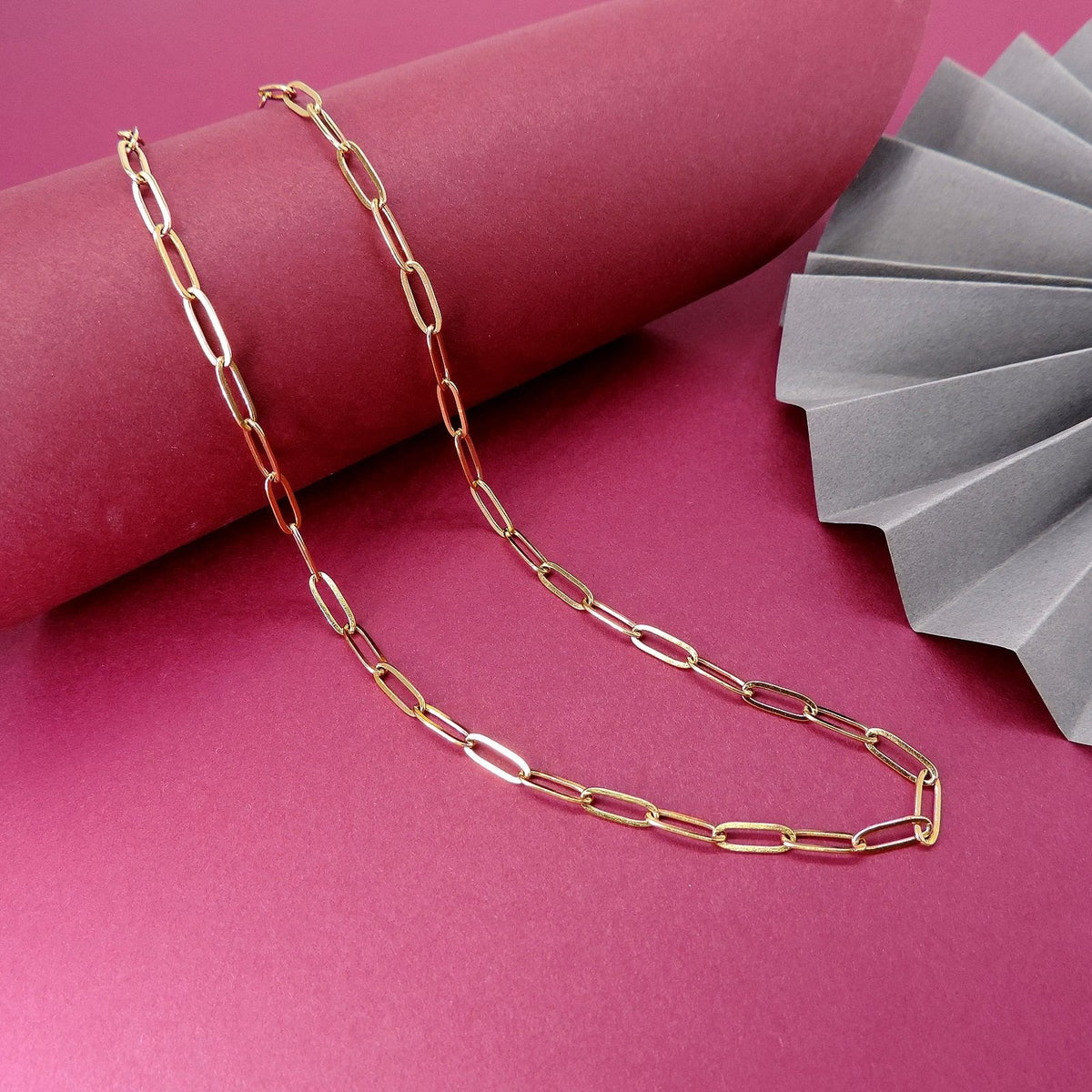18K gold plated paperclip chain necklace – minimalist gold necklace for women USA – Joyrias