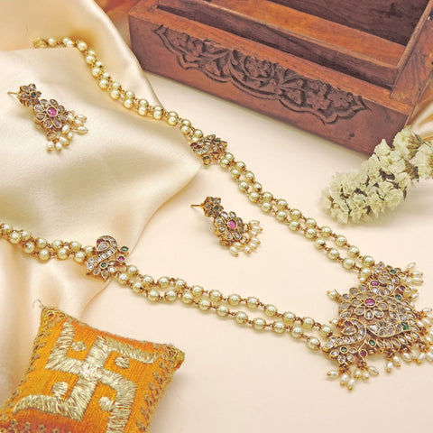 Pearl Double Layer Necklace with Earrings Image 0