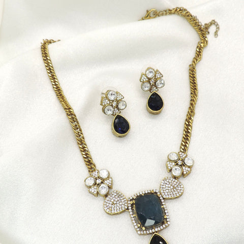 Royal Blue Kundan Necklace Set