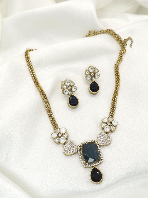 Royal Blue Kundan Necklace Set