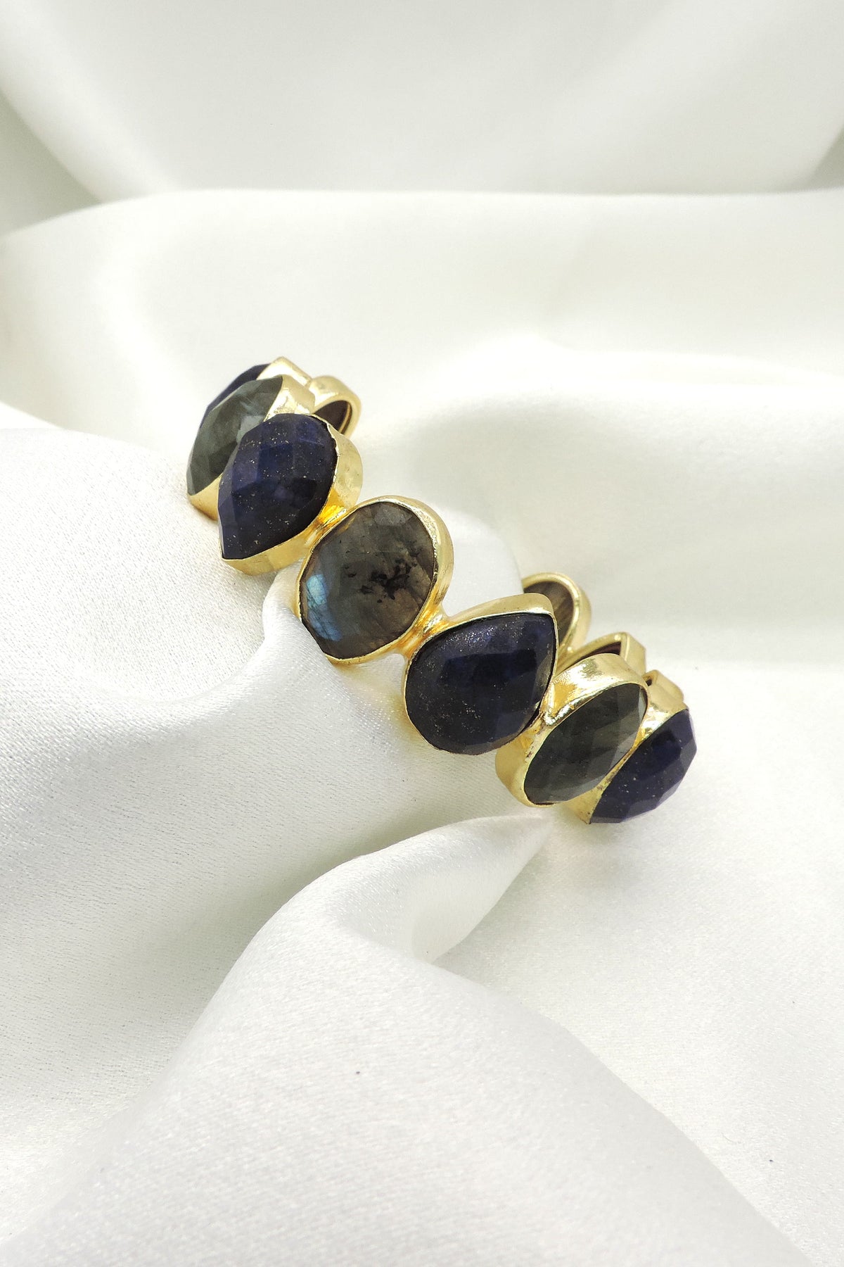 Multicolor Gemstone Statement Bracelet | Gold Plated Contemporary Jewelry