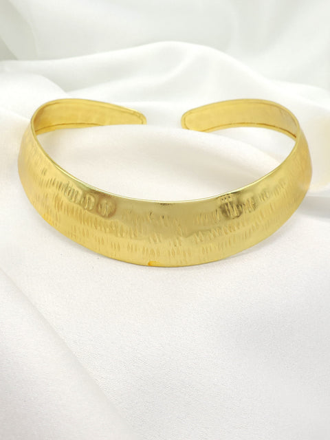 Gold Plated Hammered Choker Necklace | Bold Statement Collar | Joyrias