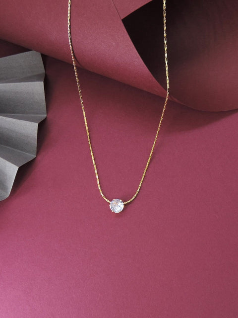 18K gold plated solitaire pendant necklace – minimalist Indian gold necklace for women USA – Joyrias