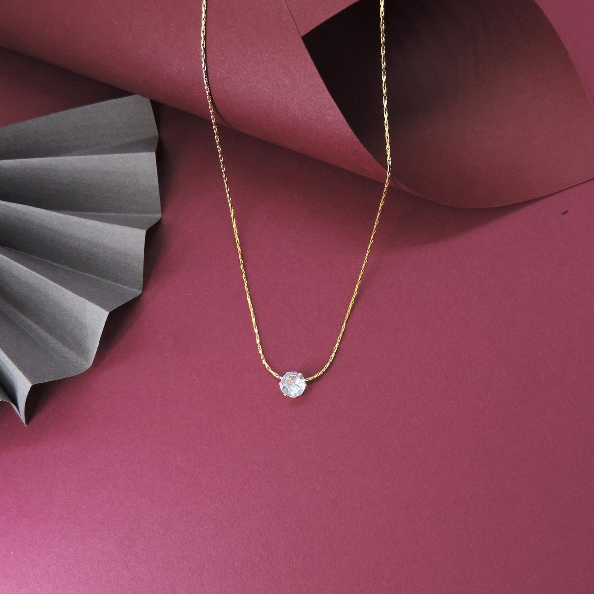 18K gold plated solitaire pendant necklace – minimalist Indian gold necklace for women USA – Joyrias