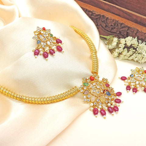 Multicolor bridal necklace set – Indian colorful bridal choker for weddings USA – Joyrias