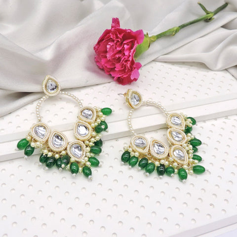 Classic drop earrings in green – Indian green chandbali earrings USA – Joyrias